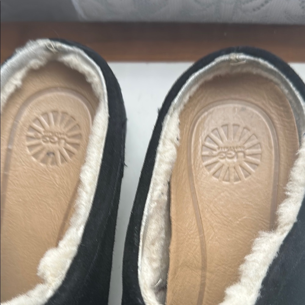 Black Shearling-Lined Slip-On Mules - Picture 5 of 6